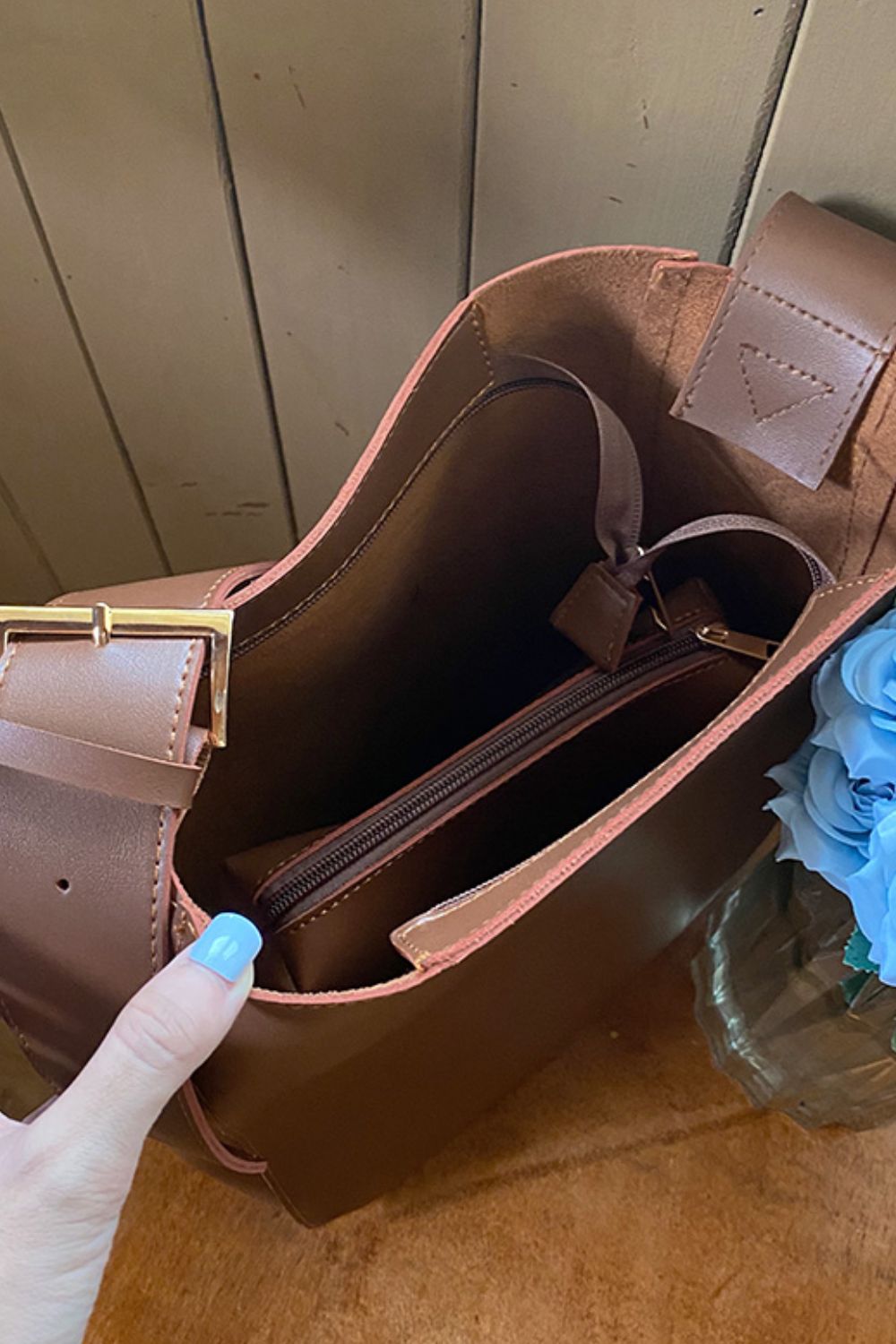 2-Piece PU Leather Tote Bag Set