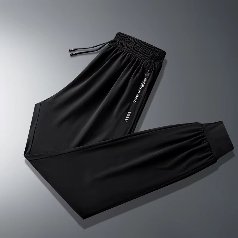 Ice Silk New Pants for Men'S Summer Thin Style Sports Quick Dried Straight Leg Draping Wide Leg Pants Casual Long Pants for Men