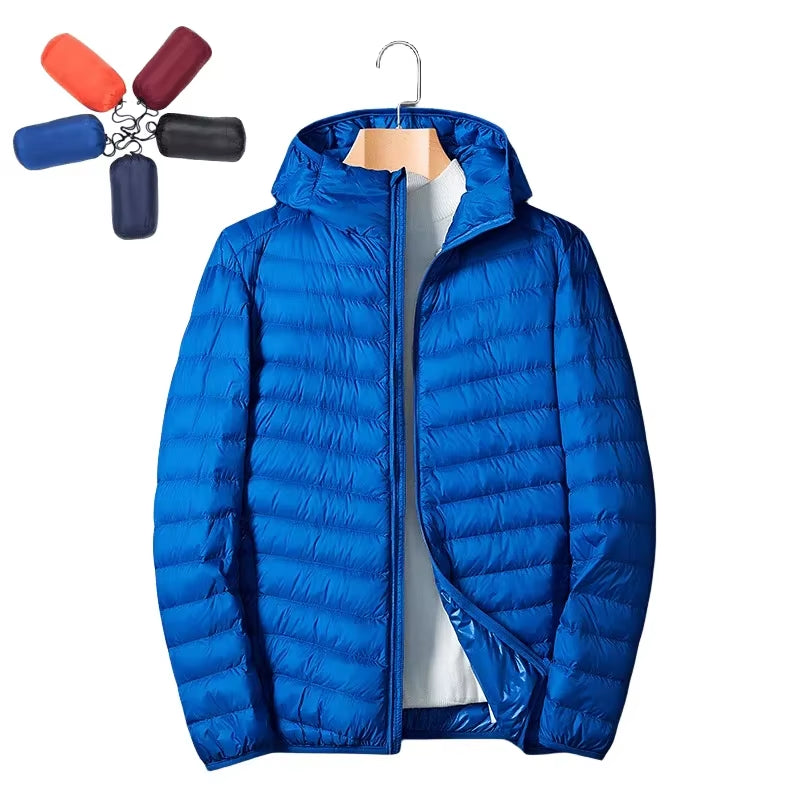 UETEEY Autumn Winter down Jacket Men Ultra Light Windproof Waterproof anti Fouling Anti-Oil White Duck Portable Hooded Coat Male