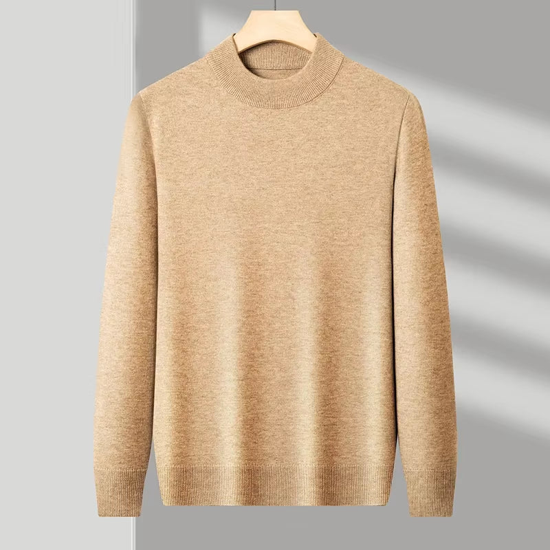 Half Turtleneck Knitwear Sweater New Autumn/Winter Mock Neck Sweatshirts Solid Color Pullovers Man Brand Casual Mens Clothing