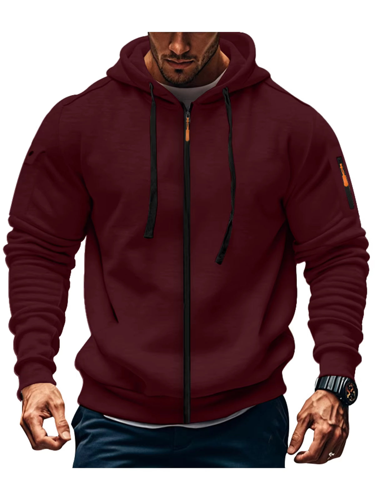 Men'S Autumn Winter New Hoodies Long Sleeve Sweatshirt Zipper Design Hooded Sweatshirt for Men Sportswear Slim Fit Casual Jacket