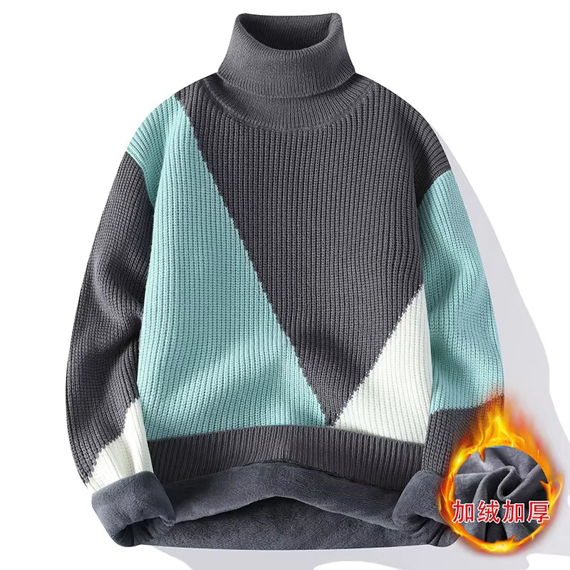 New Winter Men Fleece Warm Turtlenecks Sweaters Man Knitted Loose Casual Pullovers Good Quality Male Winter Sweaters Size 4XL