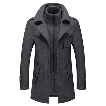 Men Fashion Autumn Winter Wool Trench Coats Fashion Middle Long Jacket Male Double Collar Zipper Coat Windbreak Woolen Overcoat