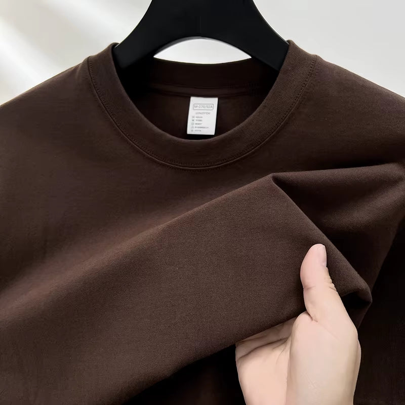 100% Pure Cotton Summer High-End Brand Men'S Short Sleeve round Neck Fashionable Style Half Sleeved Top Breathable T-Shirt
