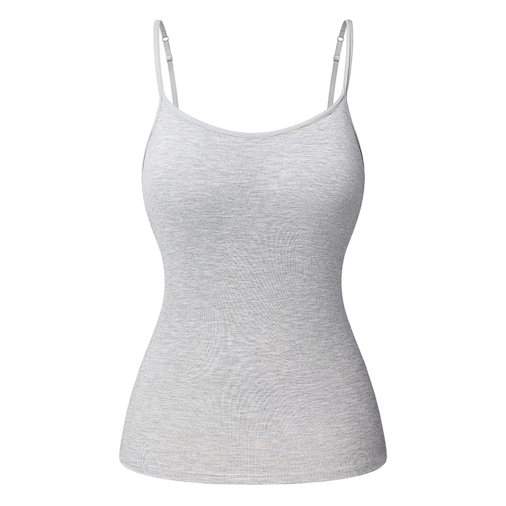 Women'S Cotton Camisole with Shelf Bra Adjustable Spaghetti Strap Tank Top Cami Tanks 2/3 Packs Shapewear Body Shaper