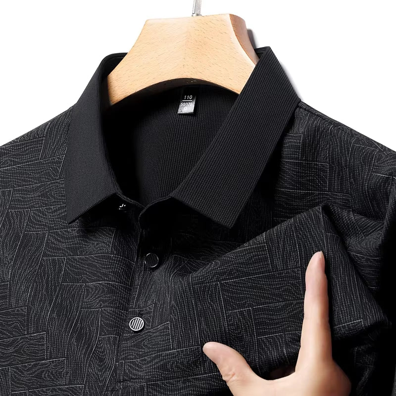 2024 Summer New Men'S Business Print Short Sleeved POLO Shirt Comfortable and Cool Casual Fashion T-Shirt