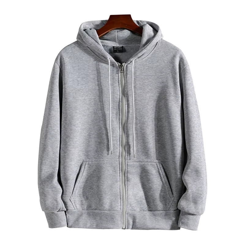 Zipper Hoodies Autumn Winter Men'S New Long Sleeve Hooded Sweatshirt Fashion Casual Male Outfit Sportwear Loose Fit Clothes