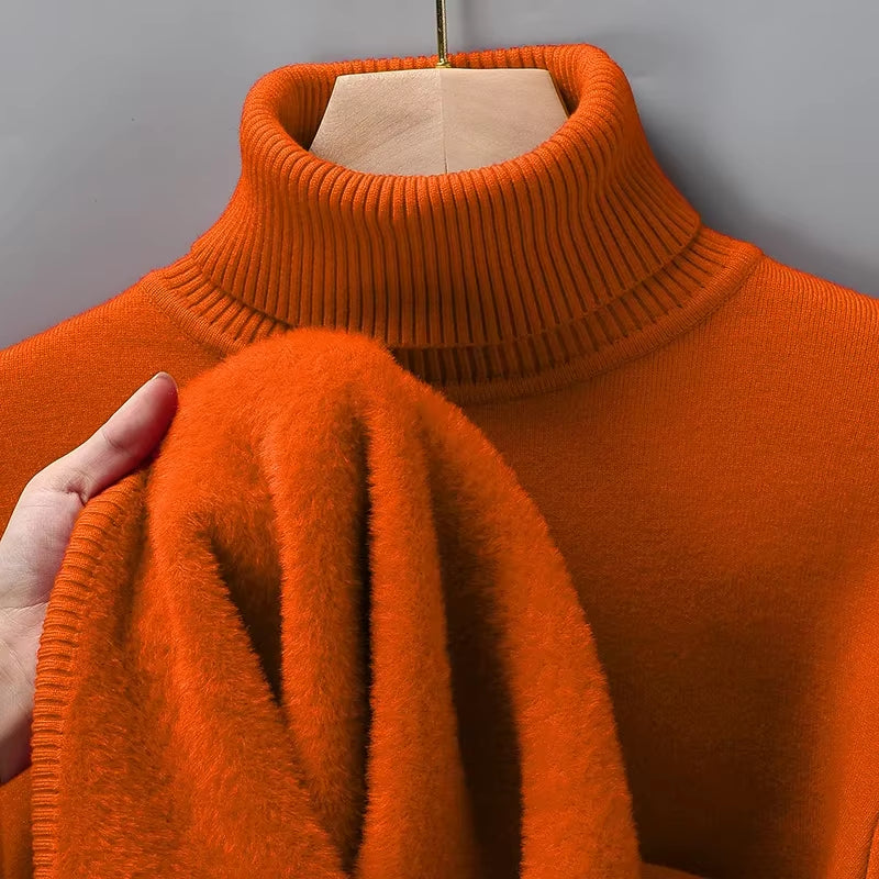 Sweatwear Mens Anti-Pilling High Quality Knitted Turtleneck Sweater Slim Fit Long Sleeve Pullover Solid Color Trend Men Clothing