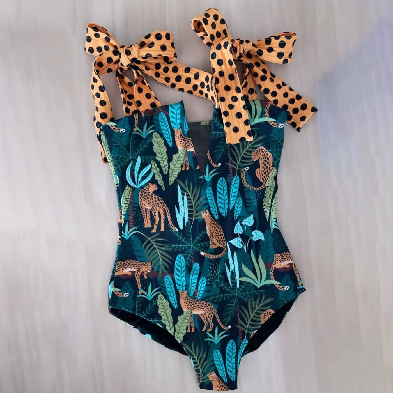 One Piece Swimsuit New Cute Swimwear Women Bow Swimwear Hollow Out Bathing Suit Back Crisscross Monokini Swim