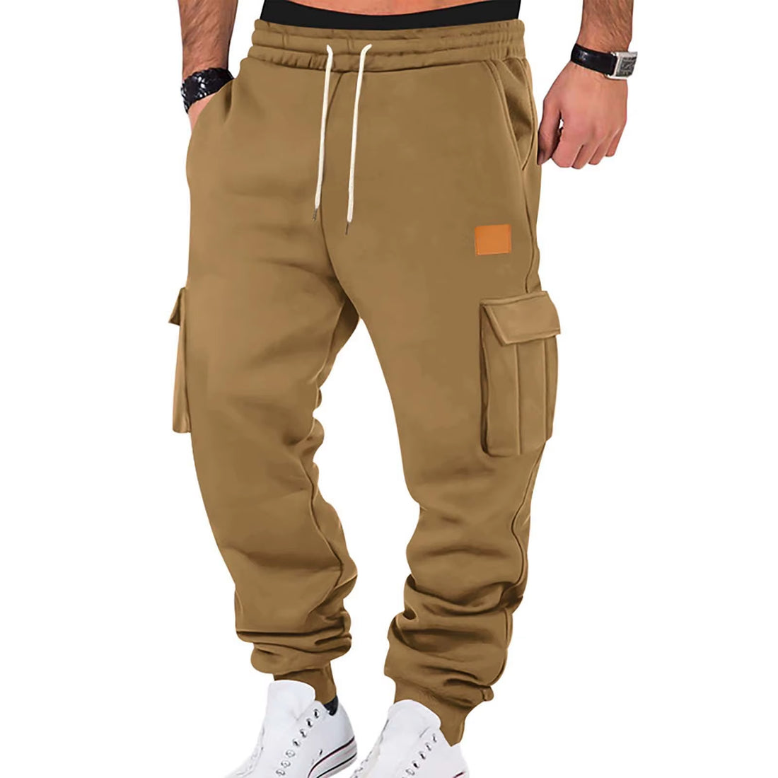 Men'S Cargo Pants 2025 New Casual Loose Autumn Winter Straight Baggy Pants Multi-Pockets Solid Color Pinting Sweatpants ﻿
