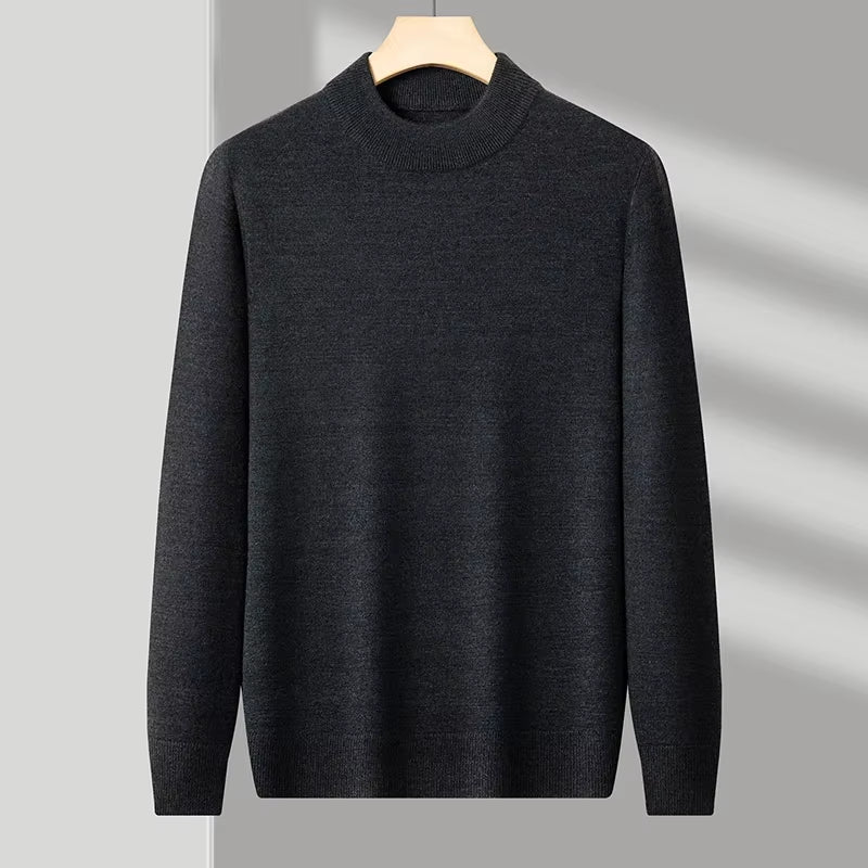 Half Turtleneck Knitwear Sweater New Autumn/Winter Mock Neck Sweatshirts Solid Color Pullovers Man Brand Casual Mens Clothing