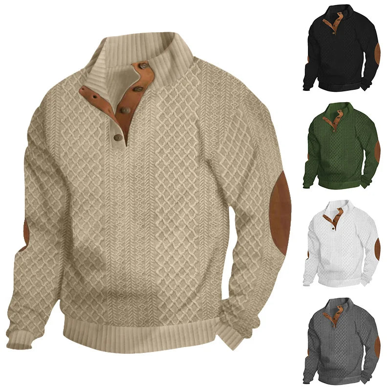 2026 Cross-Border Hot-Selling Autumn and Winter Men'S Casual Stand-Up Collar Long-Sleeved Jacquard Knitted Pullover Sweater