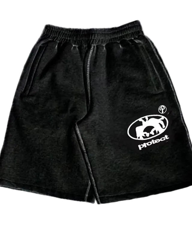 Summer Men Grey Cotton Y2K Hiphop Streetwear Shorts European Street Style Trendy Baggy Casual Cargo Urban Casual Wear Fashion