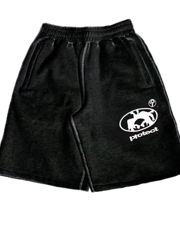 Summer Men Grey Cotton Y2K Hiphop Streetwear Shorts European Street Style Trendy Baggy Casual Cargo Urban Casual Wear Fashion