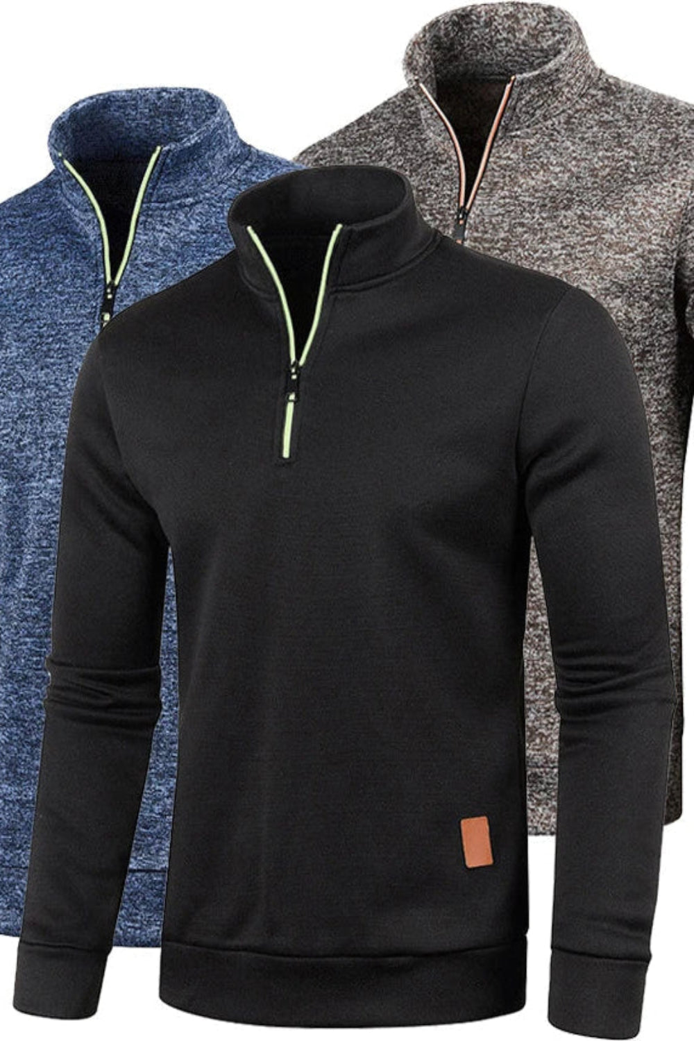 Autumn Men'S Half Zipper Sweatshirts Long Sleeve Solid Color Pullover Turtleneck Streetwear Winter Warm Jacket Sport Coats