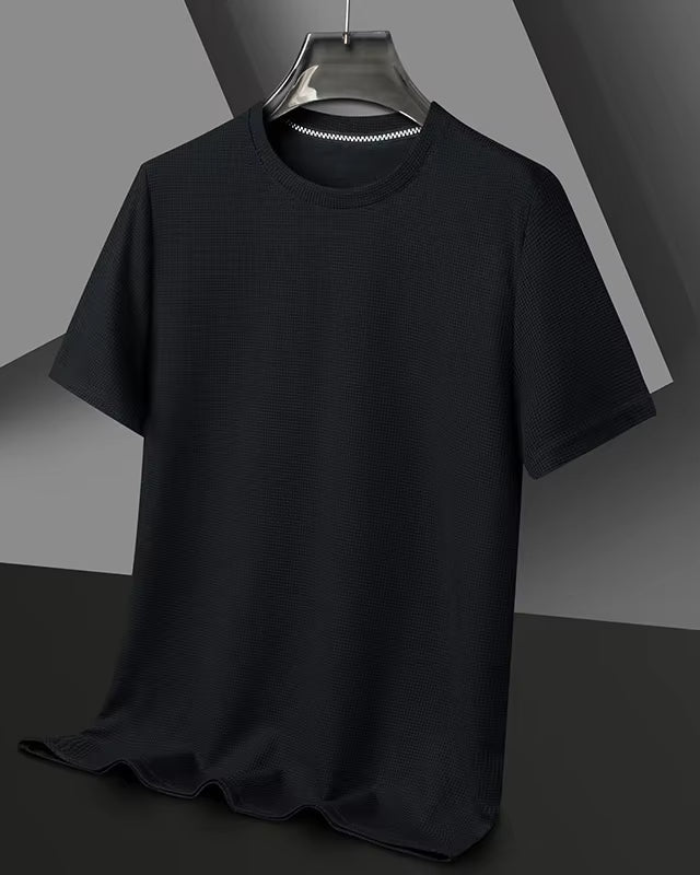 New Summer Waffle round Neck Short Sleeved T-Shirt for Men'S Short Sleeved Top
