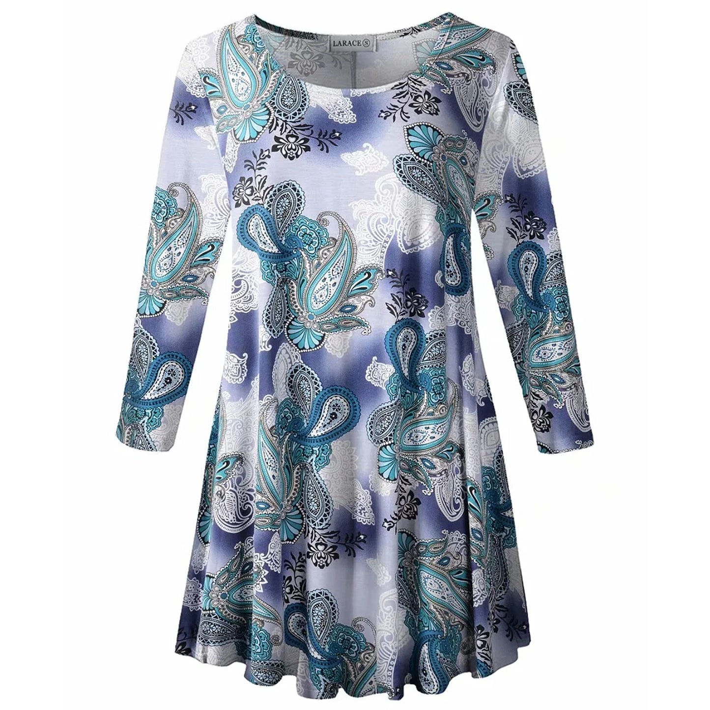 3/4 Sleeve Shirts for Women plus Size Tunic Dressy Top Loose Fit Flare T-Shirt A-Green03 1X