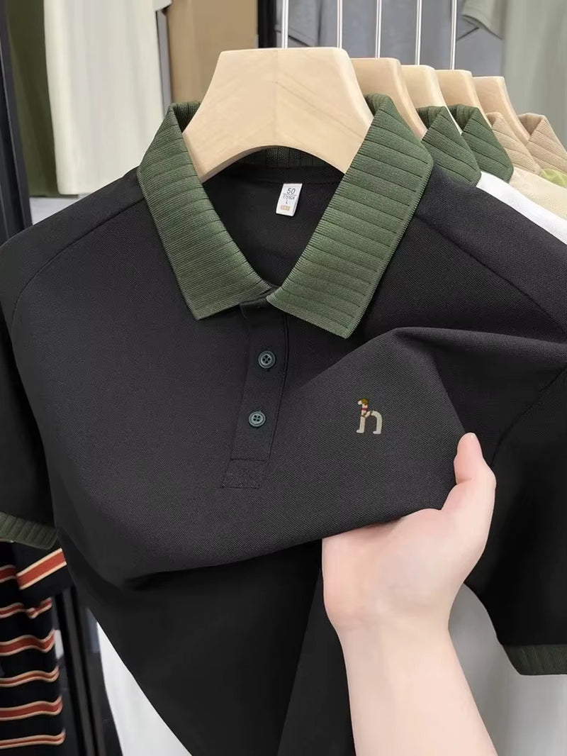 Luxury Brand Men'S Short Sleeve Polo Shirt Summer Fashion Hot Selling Original Dog Embroidery Boutique Top Golf Casual T-Shirt