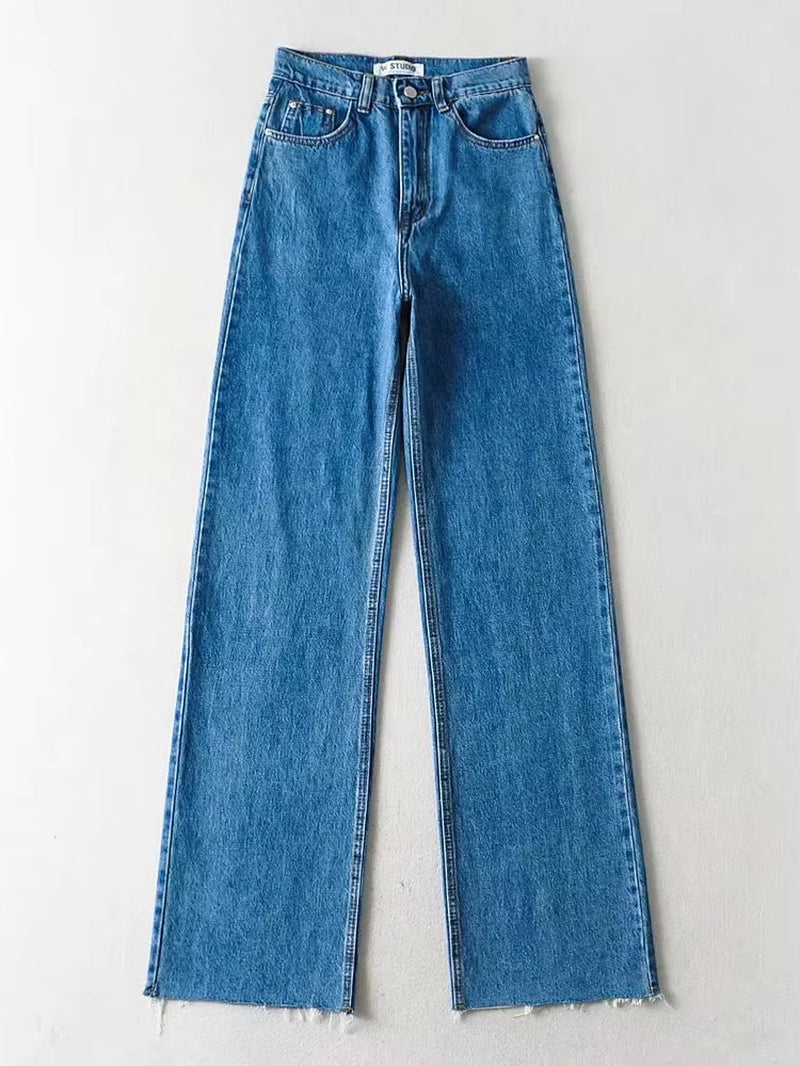 Casual Fashion Straight Leg Women'S Jeans Denim Bottom Harajuku Boyfriend Long High Waist Baggy Jeans Fall Pants