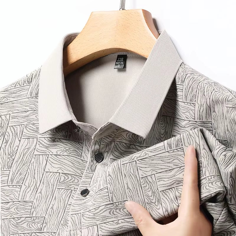 2024 Summer New Men'S Business Print Short Sleeved POLO Shirt Comfortable and Cool Casual Fashion T-Shirt