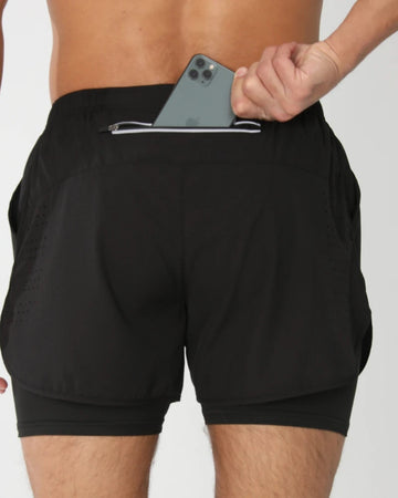 2025New Men Running Shorts Gym Sports Shorts 2 in 1 Quick Dry Workout Training Gym Fitness Jogging Short Pants Summer Men Shorts