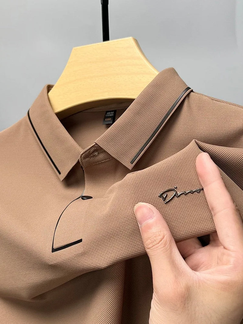 High End Luxury Brand Fashion Hot Diamond Short Sleeve Advanced Printed POLO Shirt Summer New Korean Version Men'S Lapel T-Shirt