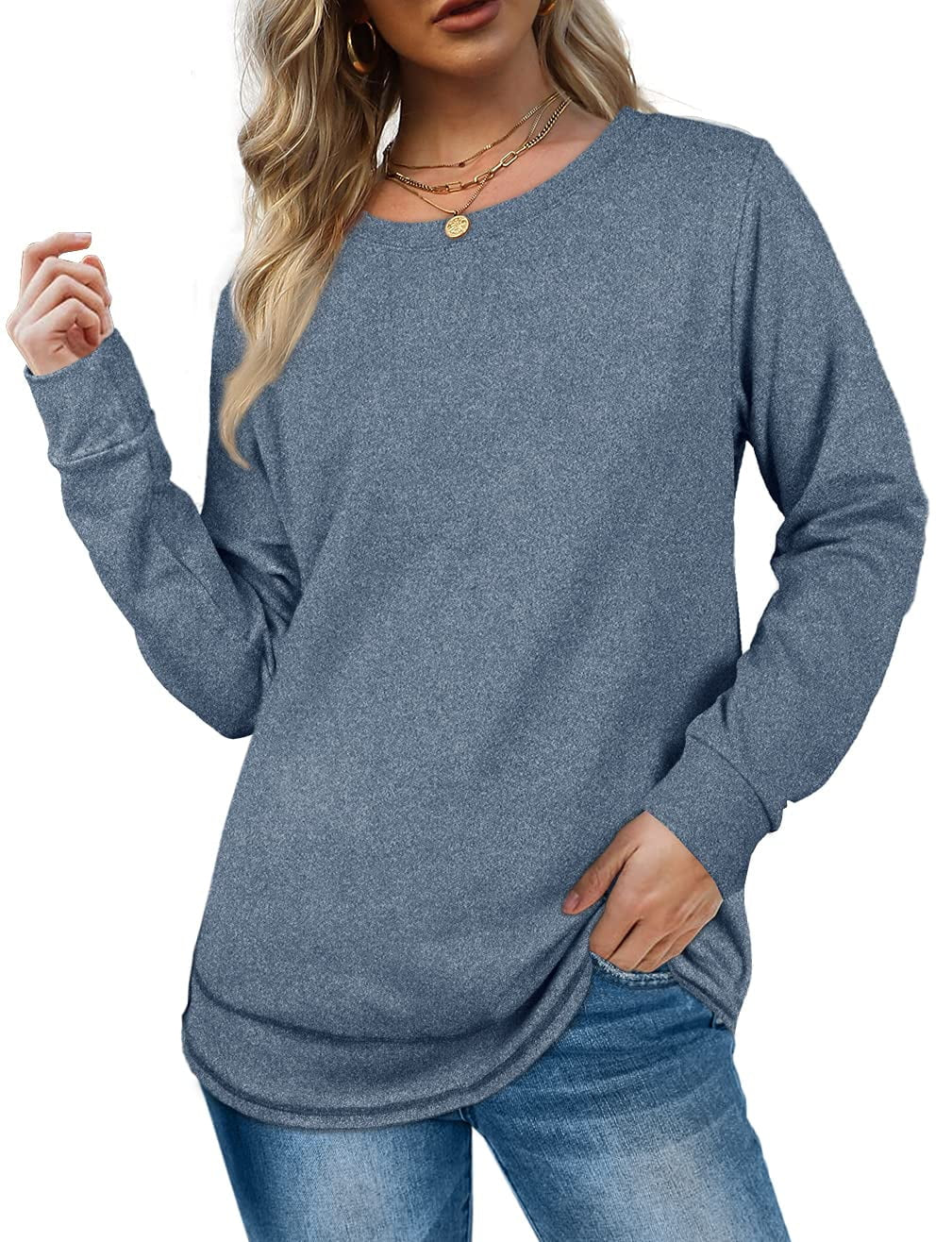 Sweatshirts for Women Crewneck Casual Long Sleeve Shirts Tunic Tops