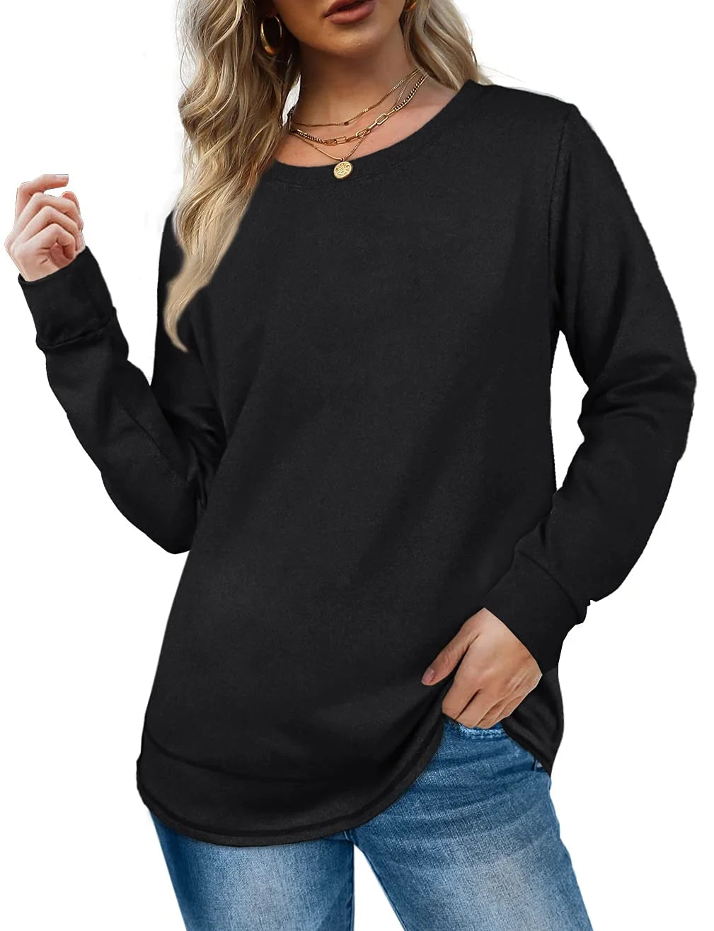 Sweatshirts for Women Crewneck Casual Long Sleeve Shirts Tunic Tops