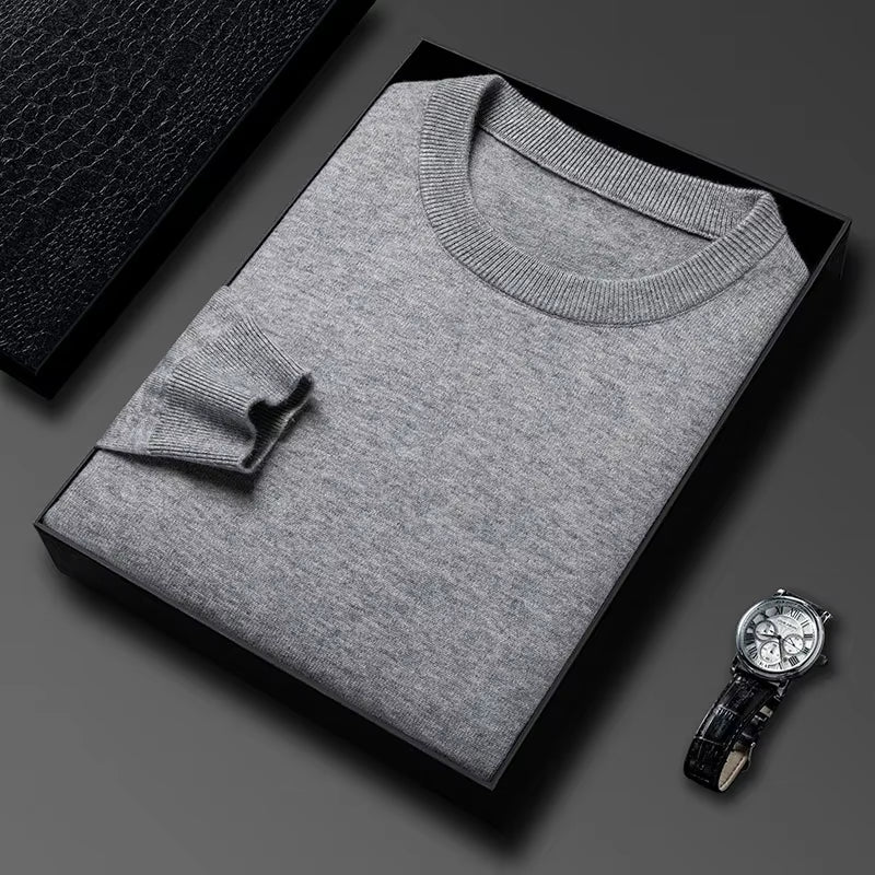 2025 New Men'S Casual Sweater round Neck Long Sleeve Knitted Sweater Diamond Pattern Fashion Versatile Top