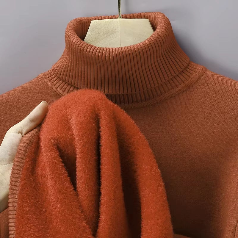 Sweatwear Mens Anti-Pilling High Quality Knitted Turtleneck Sweater Slim Fit Long Sleeve Pullover Solid Color Trend Men Clothing