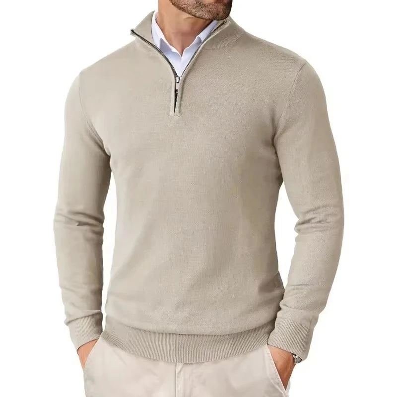 Men'S Quarter Zip up Sweaters Slim Fit Lightweight Pullover Outdoor Mock Neck Tops Half Turtleneck Knitted Streetwear