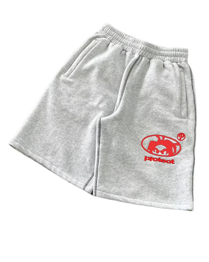 Summer Men Grey Cotton Y2K Hiphop Streetwear Shorts European Street Style Trendy Baggy Casual Cargo Urban Casual Wear Fashion