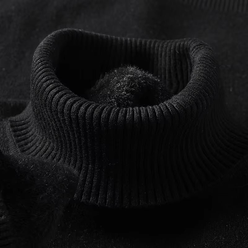 Sweatwear Mens Anti-Pilling High Quality Knitted Turtleneck Sweater Slim Fit Long Sleeve Pullover Solid Color Trend Men Clothing