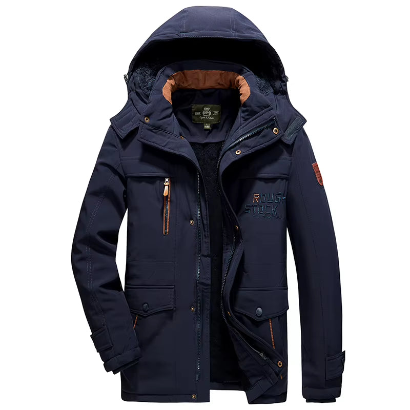 New Brand Men'S Casual Jacket Fashion Thick Winter Parkas Male Fur Trench Overcoat Heated Warm Jackets Coats Parka Men