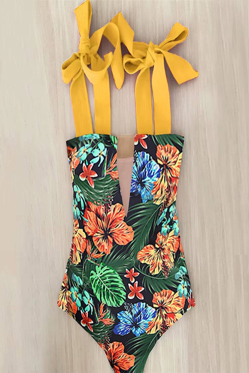 One Piece Swimsuit New Cute Swimwear Women Bow Swimwear Hollow Out Bathing Suit Back Crisscross Monokini Swim