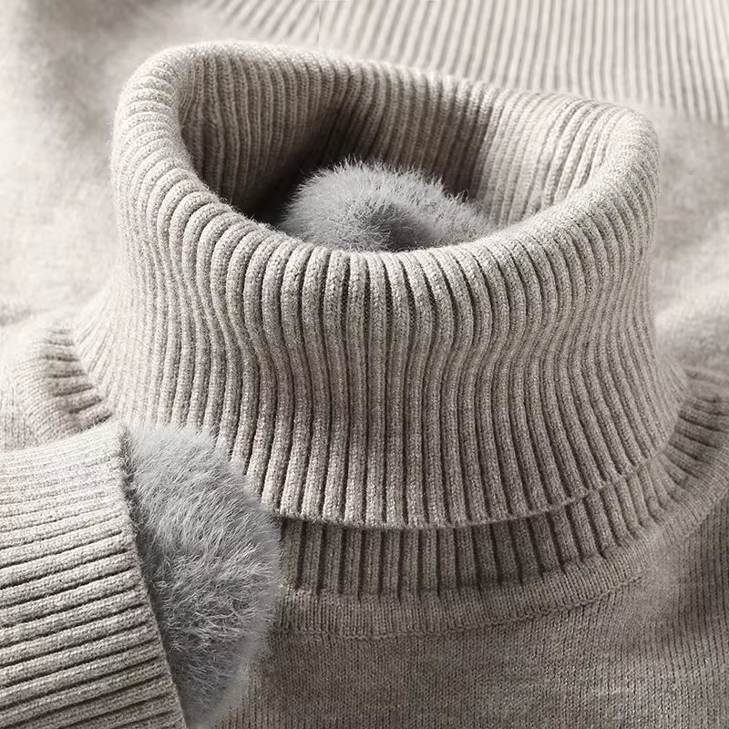 Sweatwear Mens Anti-Pilling High Quality Knitted Turtleneck Sweater Slim Fit Long Sleeve Pullover Solid Color Trend Men Clothing