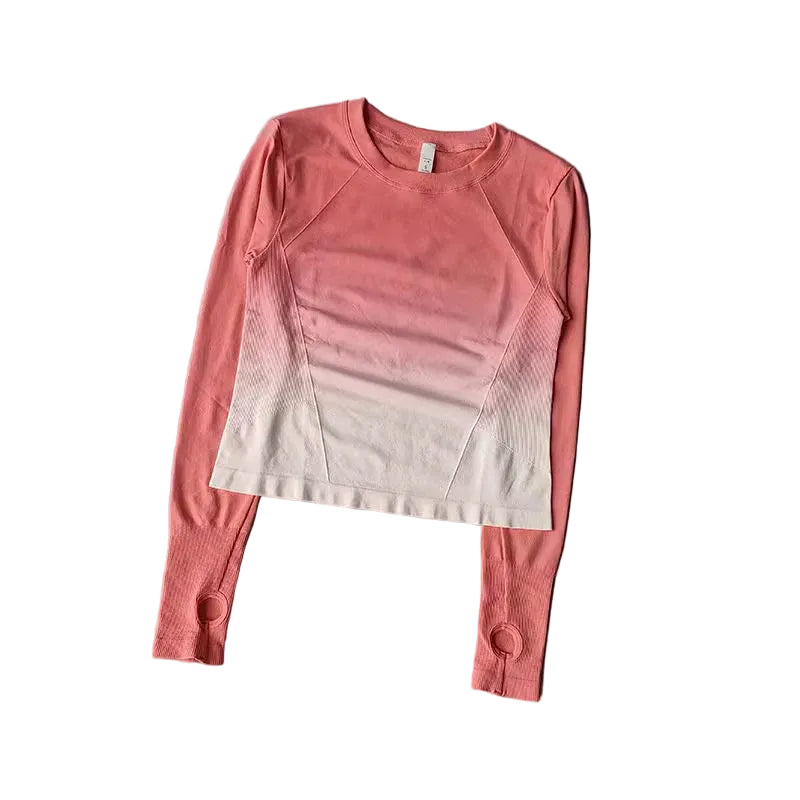 Women'S Long Sleeve Top Yoga Shirts Running T-Shirt Hanging Dye Fitness Sports Top Gym Sweatshirts Workout Tops Sports Shirts
