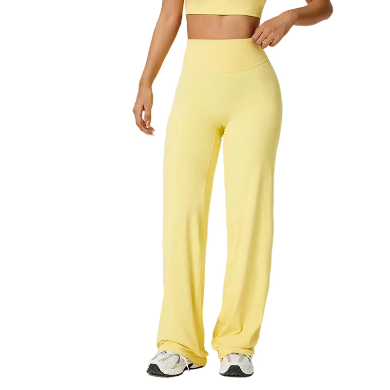 SOISOU High Waist Straight-Leg Pants Ultra Soft Butter Fabric Women'S High Elastic Yoga Pants Running Sport Trousers 8 Colors