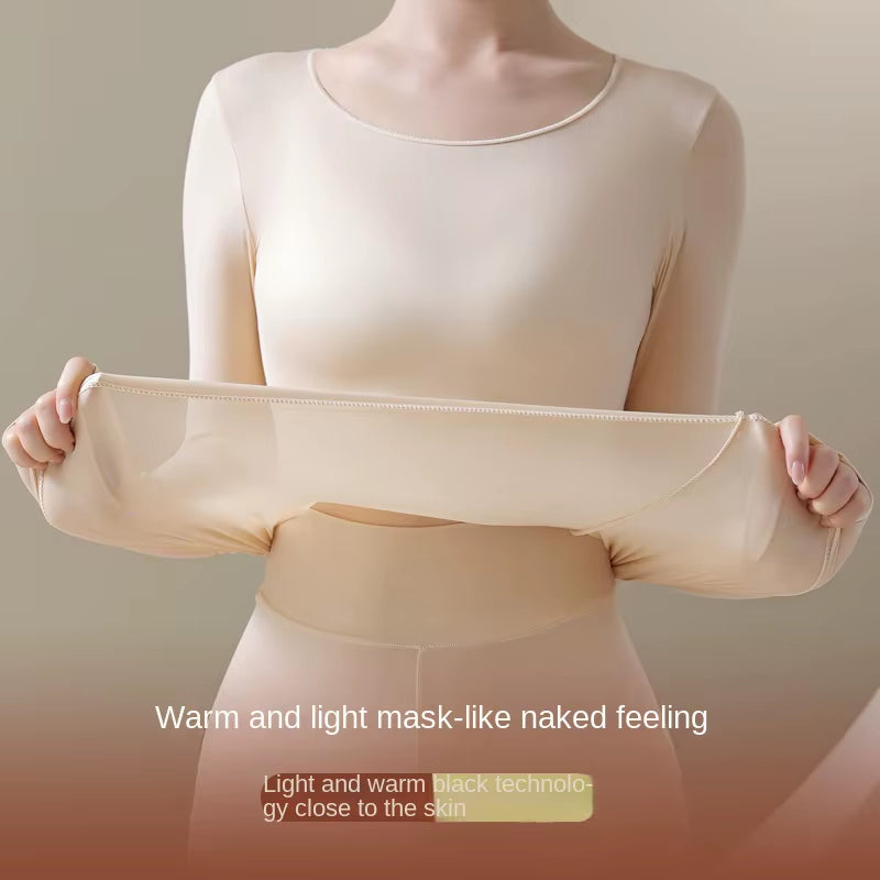 Women'S Thermal Underwear Autumn Winter Bottoming Shirt Long-Sleeved T-Shirt Thin Thermal Top Second Women'S Thermal Skin L-XL