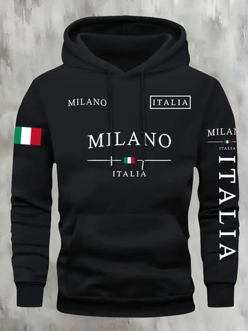 ITALIA MILANO Men Women Hoodie Outdoor Street Casual Sports Vacation Trend Spring Autumn Winter Couple Sweatshirt Top Clothing