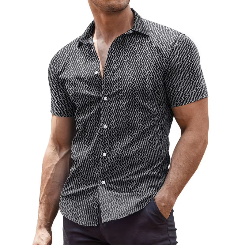 Men'S Summer Hawaiian Shirt Pattern Shirt, Outdoor Casual Short Sleeved 3D Printed Button Clothing, Comfortable and Breathable