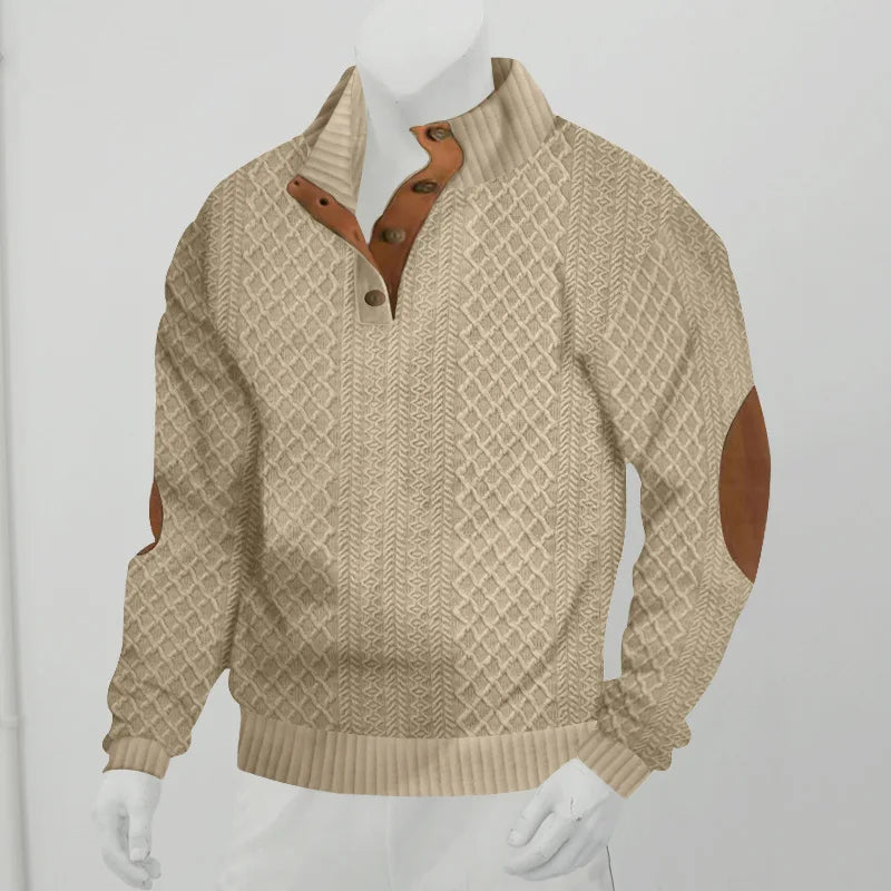 2026 Cross-Border Hot-Selling Autumn and Winter Men'S Casual Stand-Up Collar Long-Sleeved Jacquard Knitted Pullover Sweater