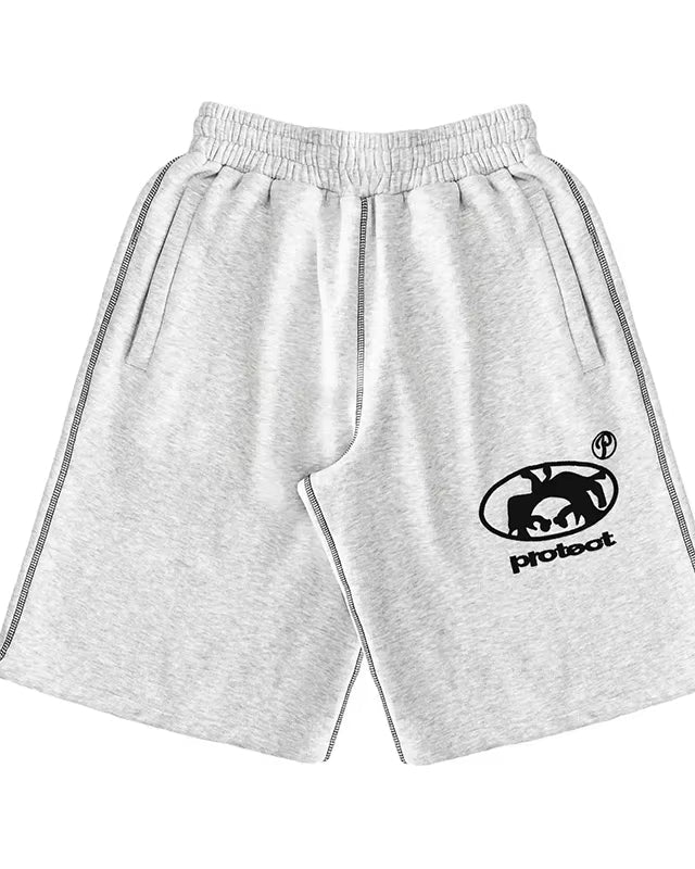 Summer Men Grey Cotton Y2K Hiphop Streetwear Shorts European Street Style Trendy Baggy Casual Cargo Urban Casual Wear Fashion