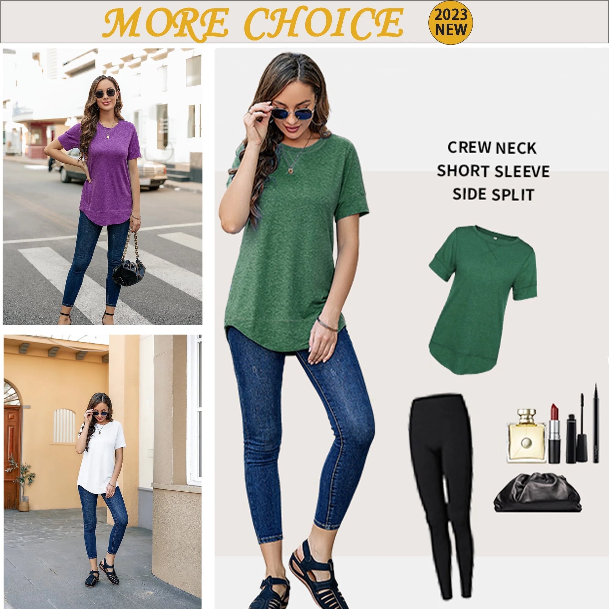 Summer Short Sleeve T-Shirts for Women Fashion Trendy Loose Cute Tunic Casual Crew Neck Tops White Blouse Size L
