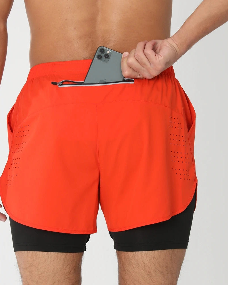 2025New Men Running Shorts Gym Sports Shorts 2 in 1 Quick Dry Workout Training Gym Fitness Jogging Short Pants Summer Men Shorts