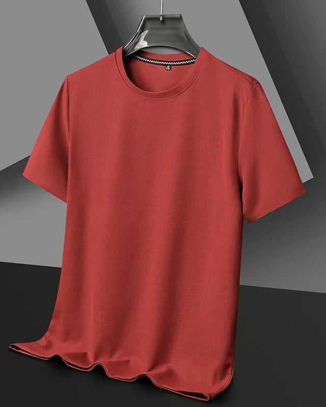 New Summer Waffle round Neck Short Sleeved T-Shirt for Men'S Short Sleeved Top
