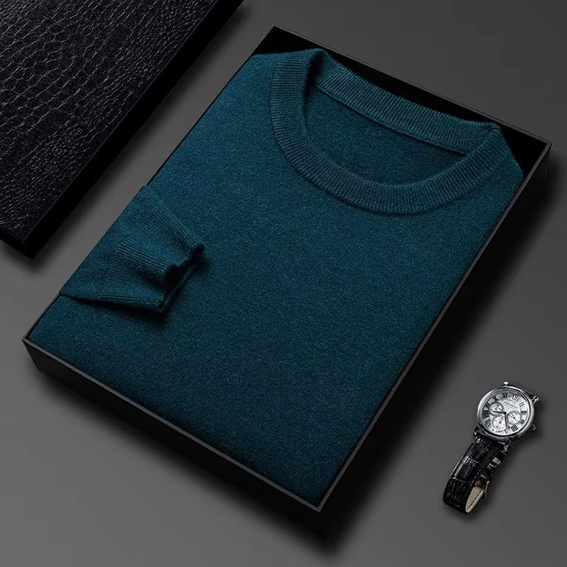 2025 New Men'S Casual Sweater round Neck Long Sleeve Knitted Sweater Diamond Pattern Fashion Versatile Top