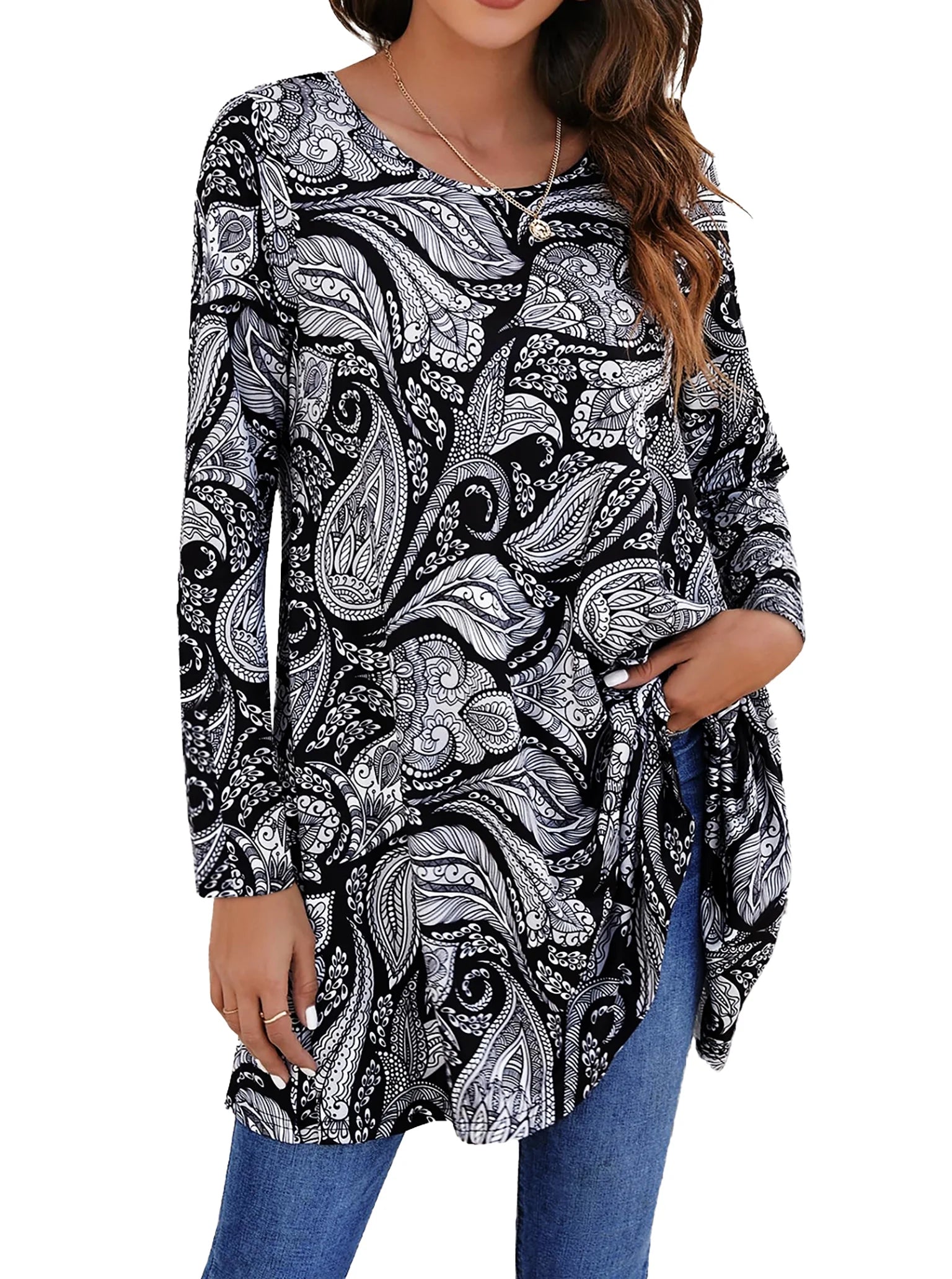 Womens plus Size Tops Casual Long Sleeve Shirts Dressy Tunic Tops Fall Loose Blouses