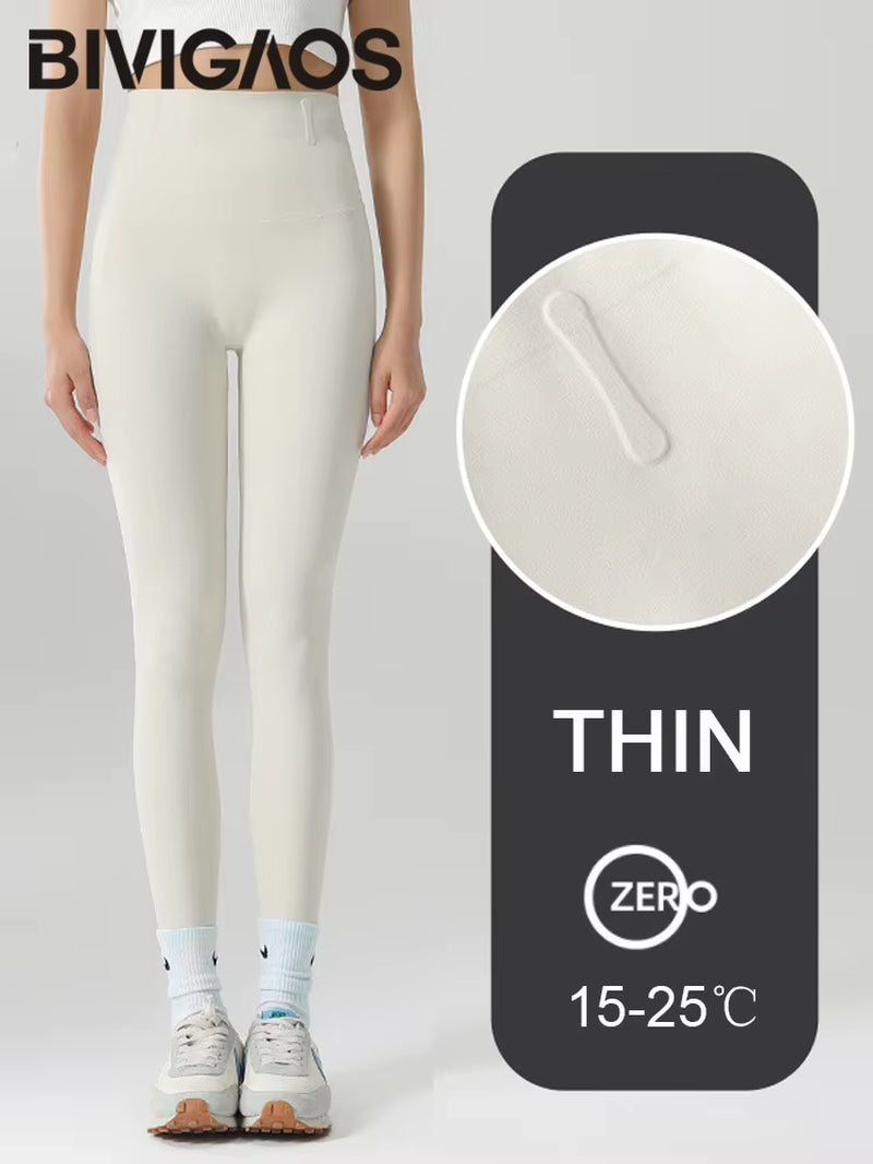Autumn Winter High Waist Shark Leggings Women'S Seamless Fleece Warm Leggings Slim Thin Casual Sports Fitness Leggings