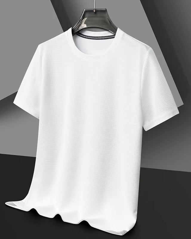 New Summer Waffle round Neck Short Sleeved T-Shirt for Men'S Short Sleeved Top